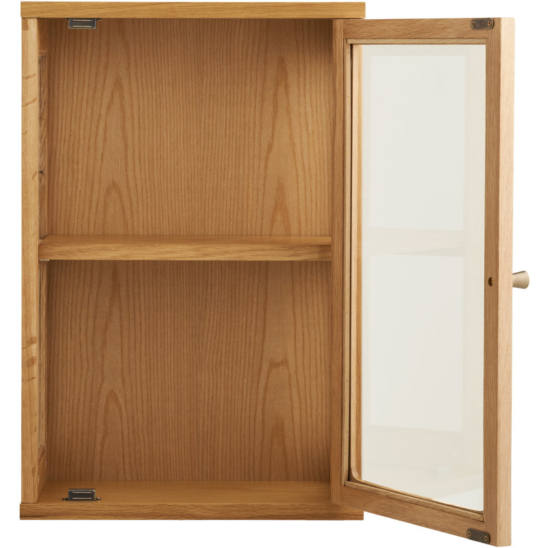 Vitrine murale 1 porte verre L40 cm chêne naturel H60 cm Zamora 