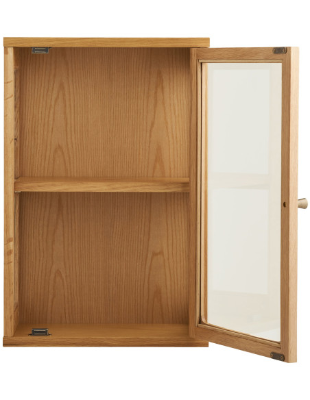 Vitrine murale 1 porte verre L40 cm chêne naturel H60 cm Zamora 