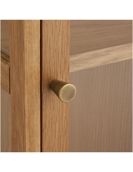 Vitrine murale 1 porte verre L40 cm chêne naturel H60 cm Zamora 