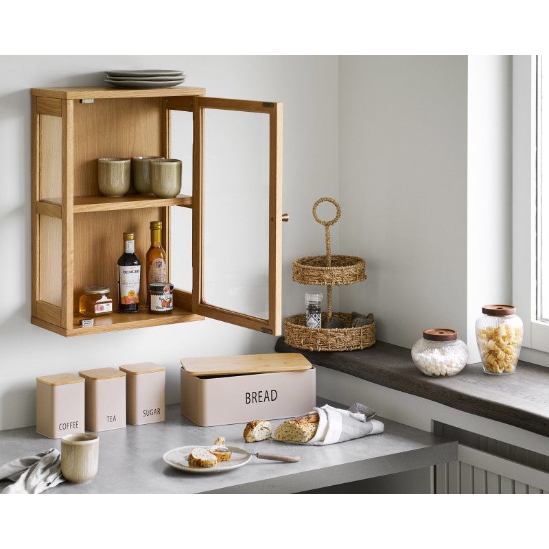 Vitrine murale 1 porte verre L40 cm chêne naturel H60 cm Zamora 