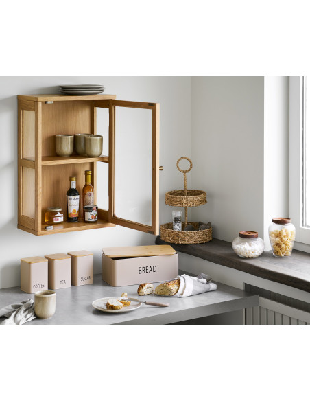 Vitrine murale 1 porte verre L40 cm chêne naturel H60 cm Zamora 