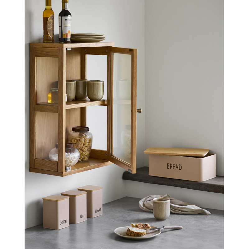 Vitrine murale 1 porte verre L40 cm chêne naturel H60 cm Zamora 