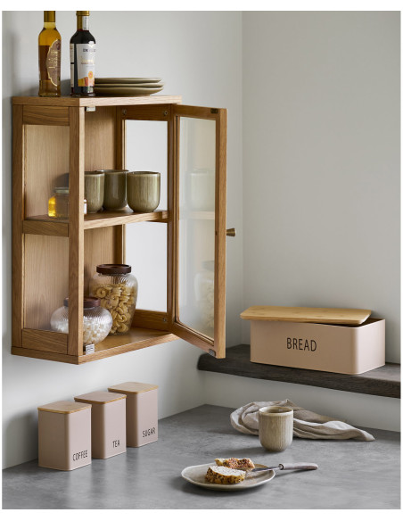 Vitrine murale 1 porte verre L40 cm chêne naturel H60 cm Zamora 