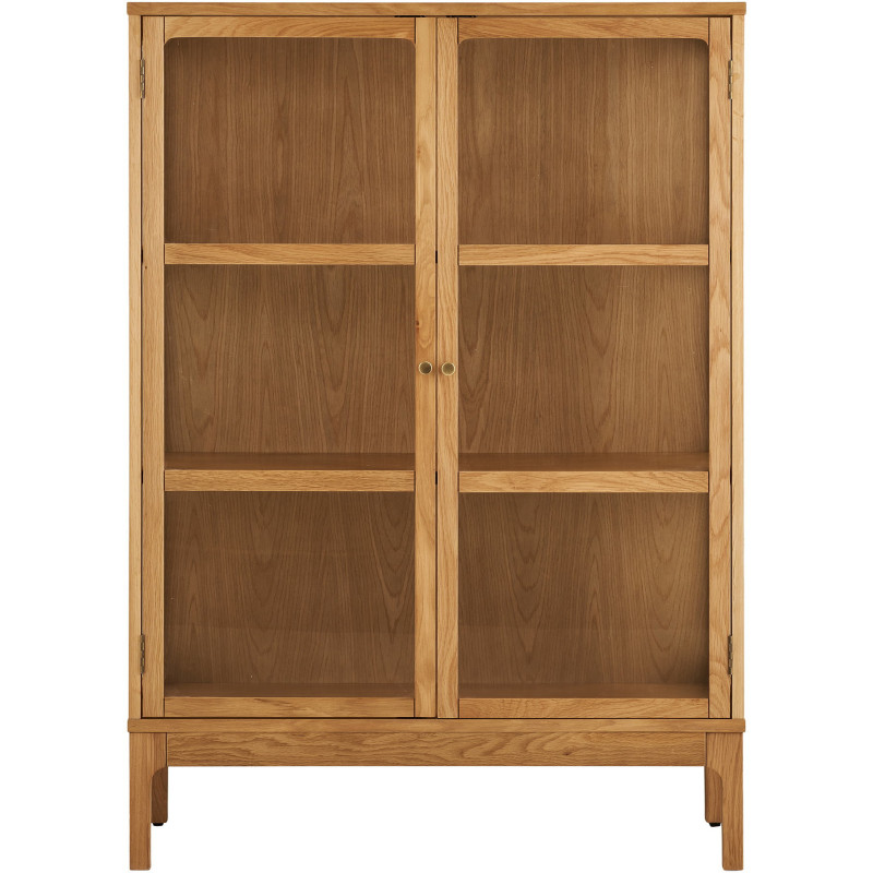 Vitrine 2 portes verre L90 cm chêne naturel H126 cm Zamora 