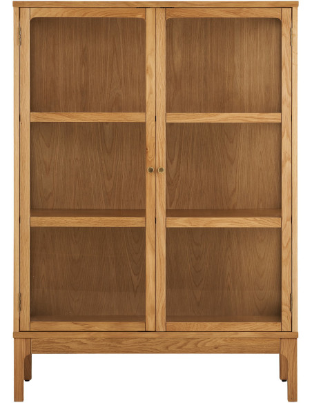 Vitrine 2 portes verre L90 cm chêne naturel H126 cm Zamora 