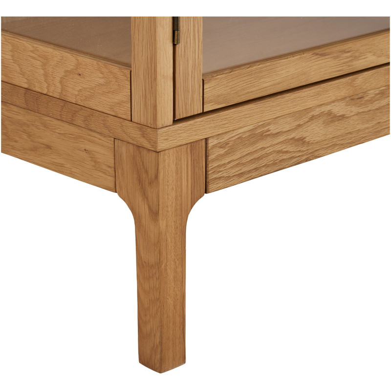 Vitrine 2 portes verre L90 cm chêne naturel H126 cm Zamora 