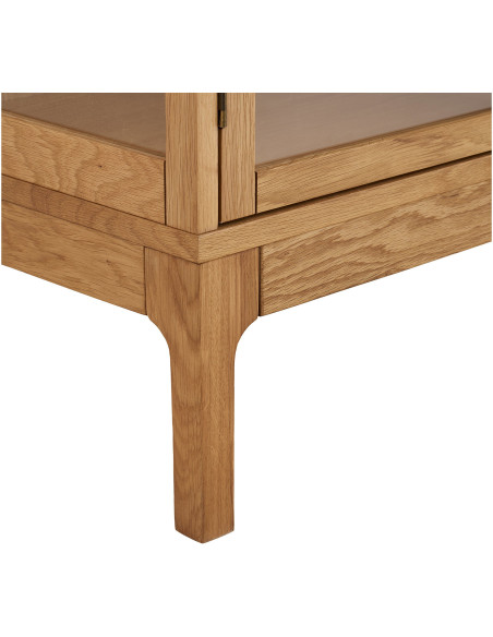 Vitrine 2 portes verre L90 cm chêne naturel H126 cm Zamora 