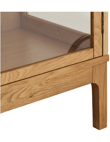Vitrine 2 portes verre L90 cm chêne naturel H126 cm Zamora 