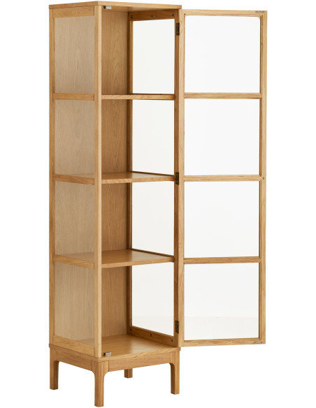 Vitrine étroite 1 porte verre L47 cm chêne naturel H180 cm Zamora 