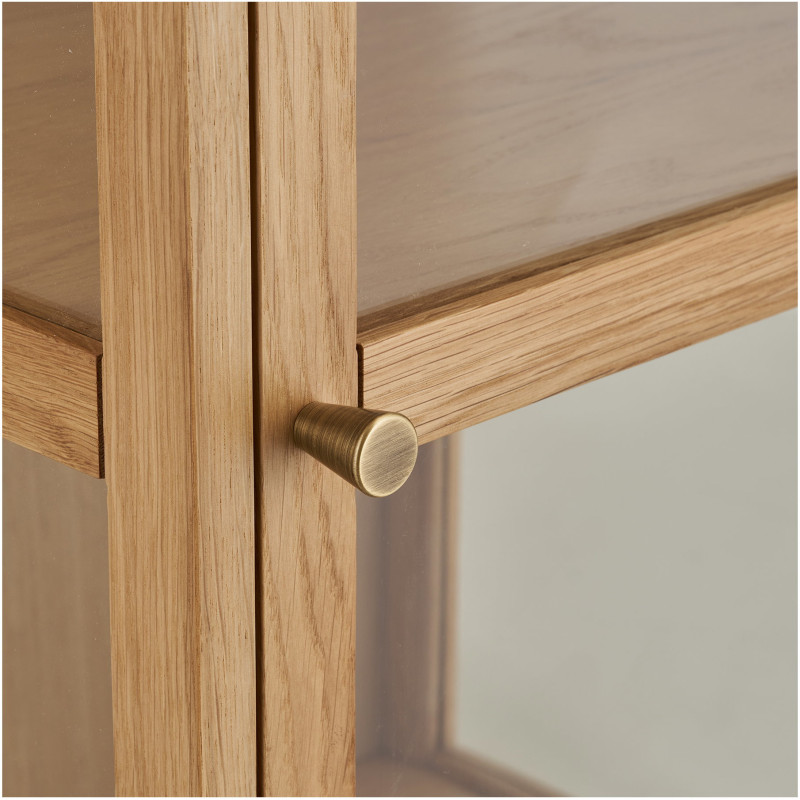 Vitrine étroite 1 porte verre L47 cm chêne naturel H180 cm Zamora 