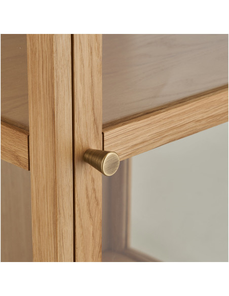 Vitrine étroite 1 porte verre L47 cm chêne naturel H180 cm Zamora 