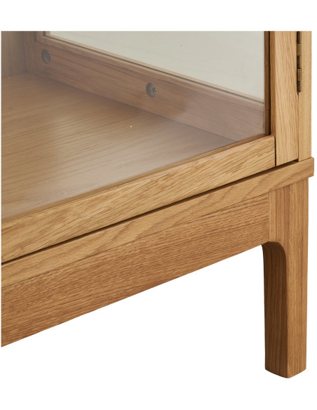 Vitrine étroite 1 porte verre L47 cm chêne naturel H180 cm Zamora 