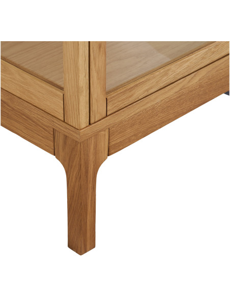 Vitrine étroite 1 porte verre L47 cm chêne naturel H180 cm Zamora 