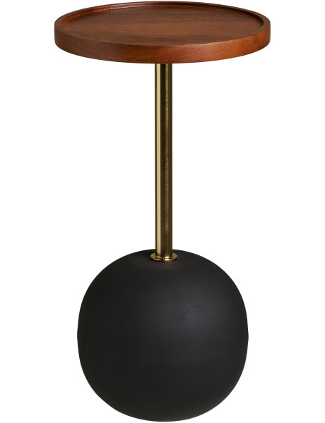 Table d’appoint Ø30 cm bois de manguier et métal noir doré Sirone 