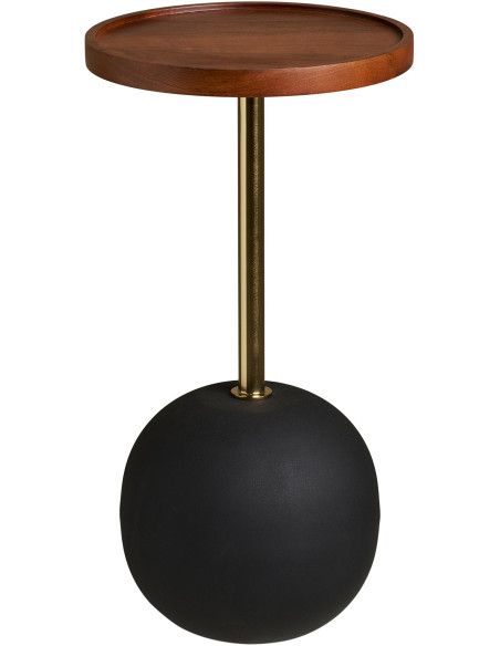Table d’appoint Ø30 cm bois de manguier et métal noir doré Sirone 