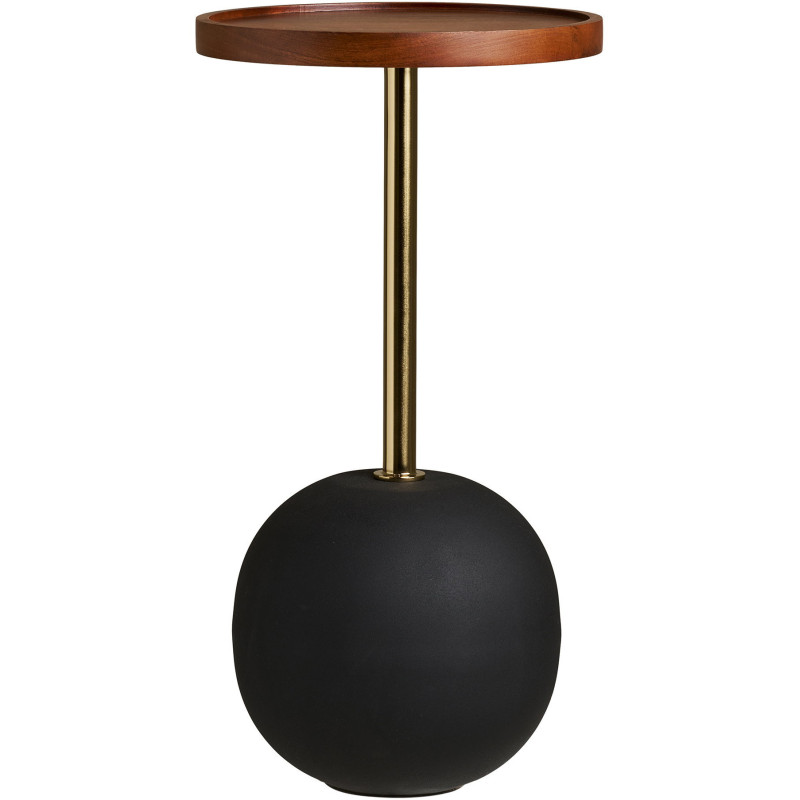 Table d’appoint Ø30 cm bois de manguier et métal noir doré Sirone 