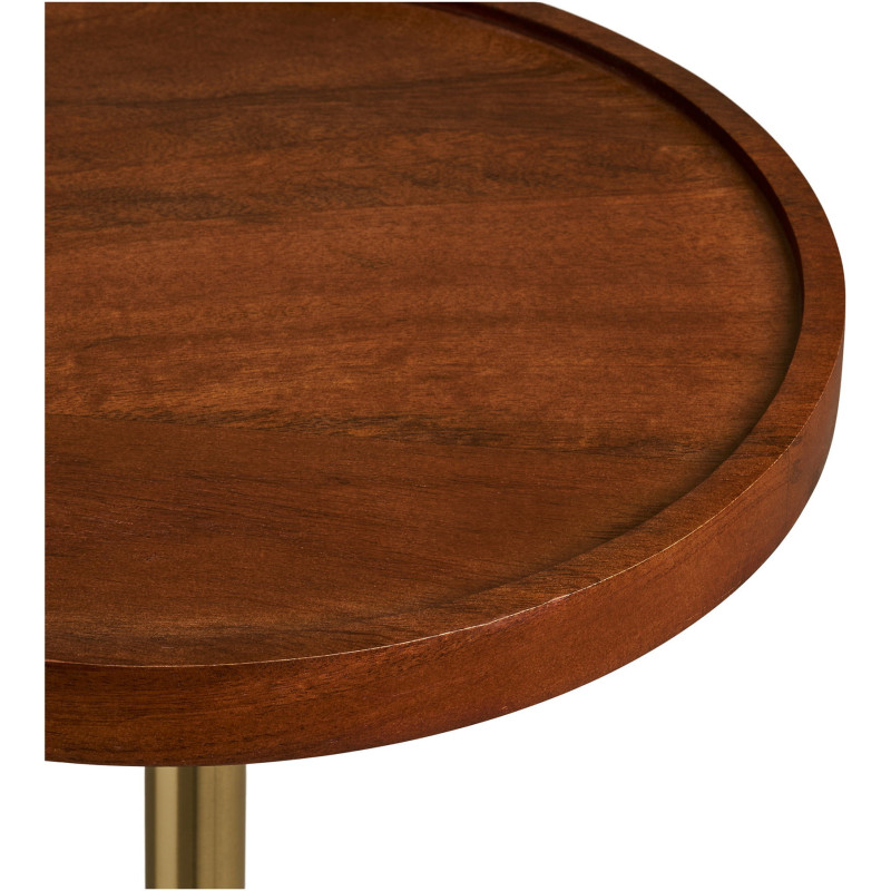 Table d’appoint Ø30 cm bois de manguier et métal noir doré Sirone 