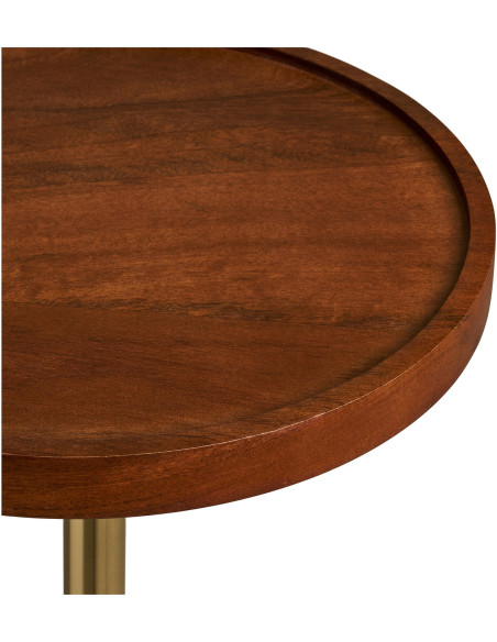 Table d’appoint Ø30 cm bois de manguier et métal noir doré Sirone 