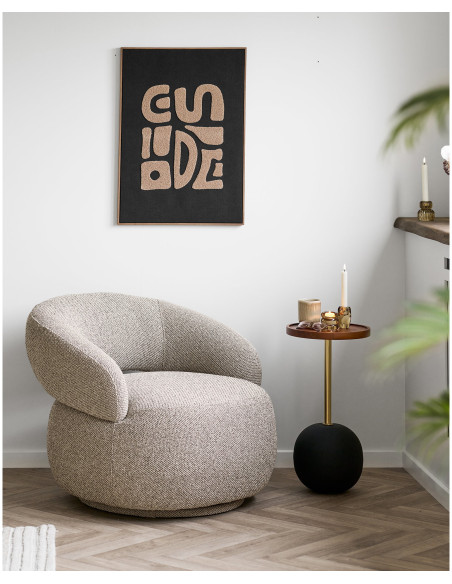 Table d’appoint Ø30 cm bois de manguier et métal noir doré Sirone 