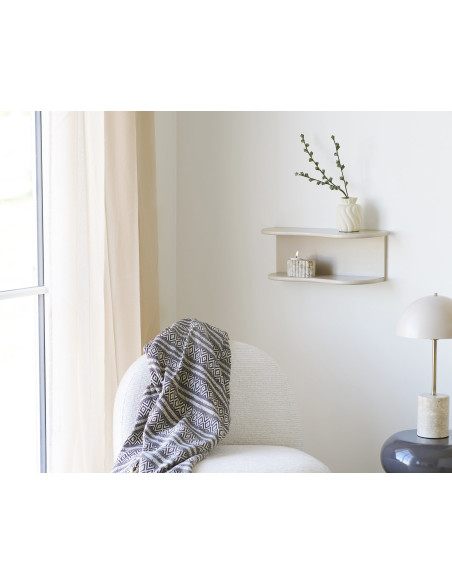 Plaid 130x180 cm coton recyclé motifs ethniques brun Adana 