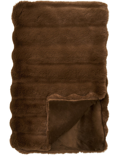 Plaid 130x180 cm polyester effet fourrure brun profond Galena 