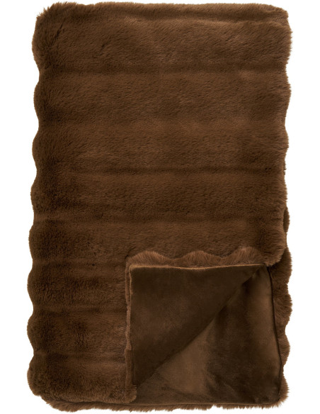 Plaid 130x180 cm polyester effet fourrure brun profond Galena 