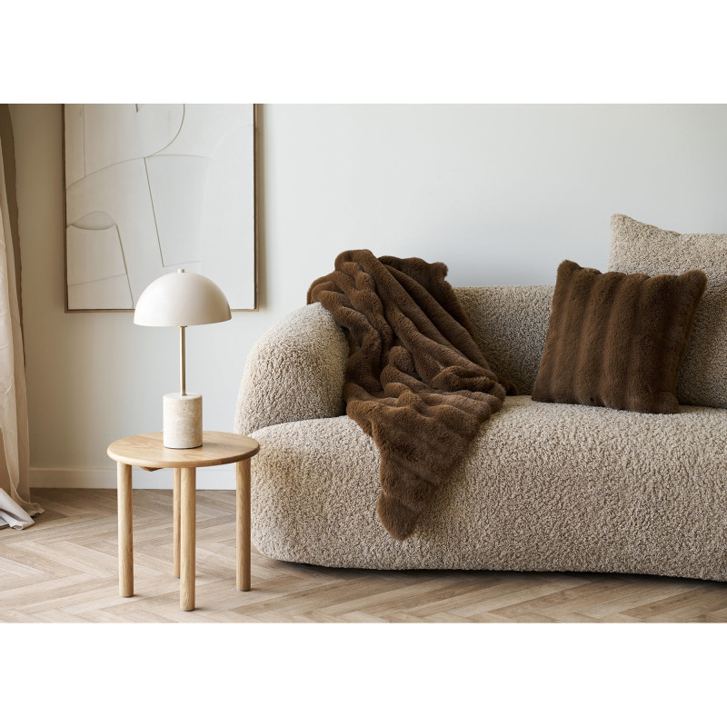 Plaid 130x180 cm polyester effet fourrure brun profond Galena 