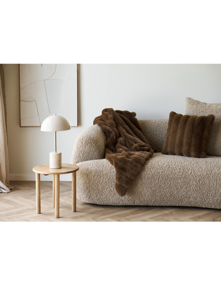 Plaid 130x180 cm polyester effet fourrure brun profond Galena 