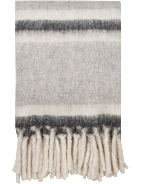 Plaid 130x170 cm laine mélangée rayures gris écru Carmel 