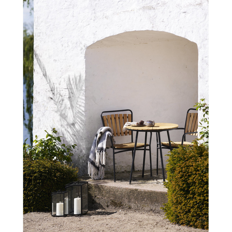 Plaid 130x170 cm laine mélangée rayures gris écru Carmel 