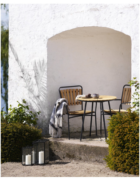 Plaid 130x170 cm laine mélangée rayures gris écru Carmel 