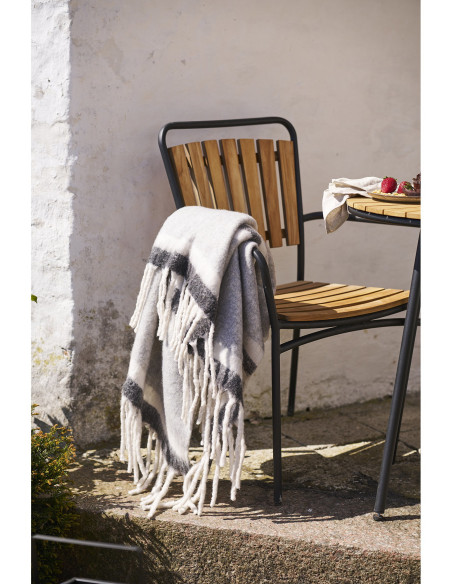 Plaid 130x170 cm laine mélangée rayures gris écru Carmel 