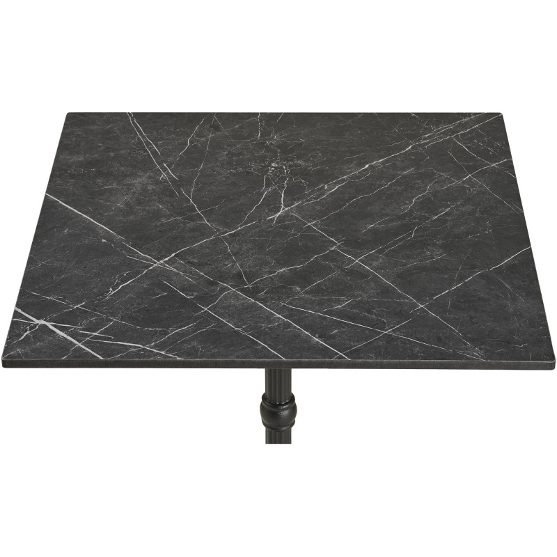 Table bistrot carrée 60 x 60 cm effet marbre gris pied fonte noire Bistro 