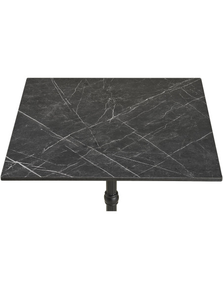 Table bistrot carrée 60 x 60 cm effet marbre gris pied fonte noire Bistro 