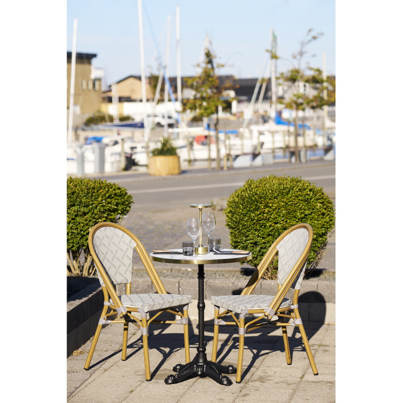 Table de jardin ronde 60 cm blanc marbré Bistro House Nordic - 2