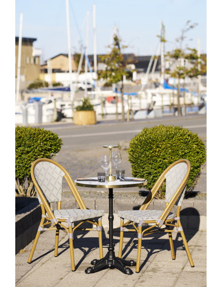 Table de jardin ronde 60 cm blanc marbré Bistro House Nordic - 2