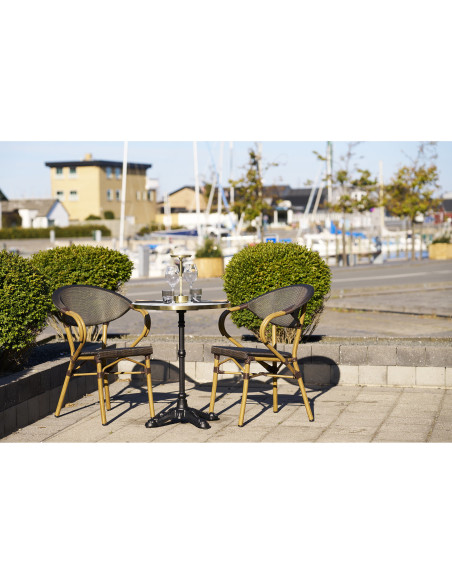 Table de jardin ronde 60 cm blanc marbré Bistro House Nordic - 8