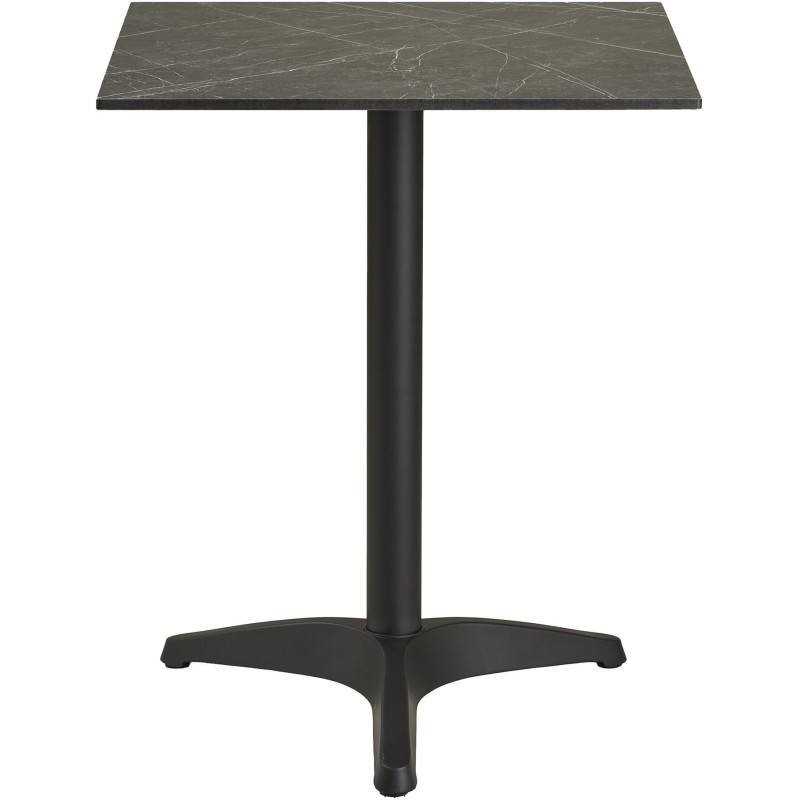 Table bistrot carrée 60 x 60 cm effet marbre gris pied noir Bistro 