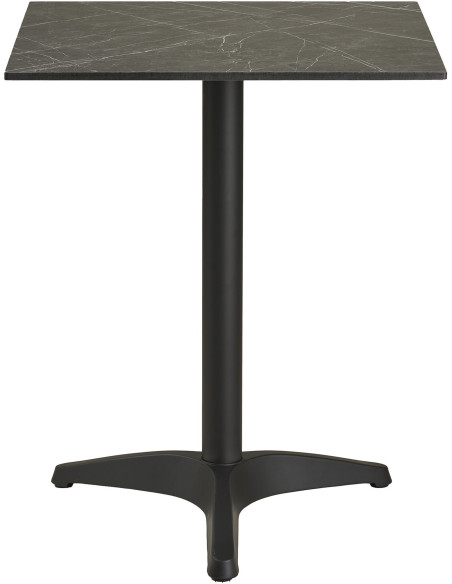 Table bistrot carrée 60 x 60 cm effet marbre gris pied noir Bistro 