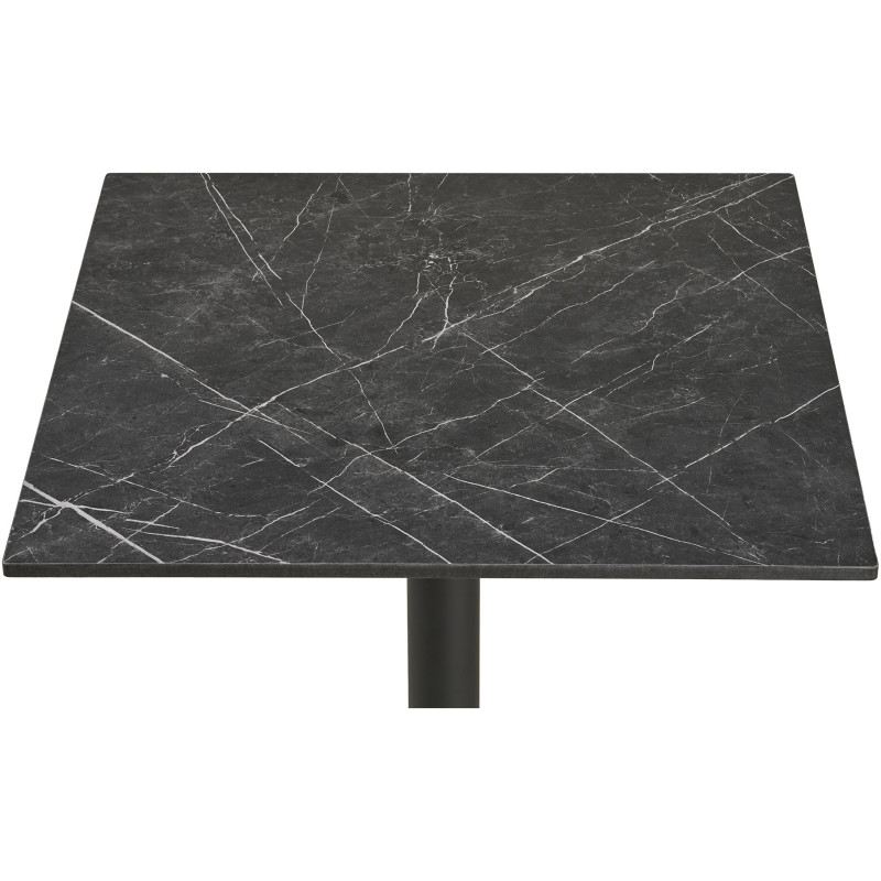 Table bistrot carrée 60 x 60 cm effet marbre gris pied noir Bistro 