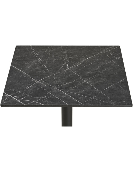 Table bistrot carrée 60 x 60 cm effet marbre gris pied noir Bistro 