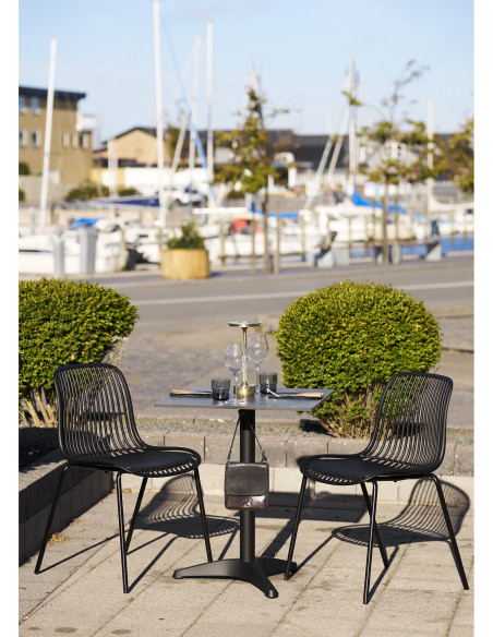 Table bistrot carrée 60 x 60 cm effet marbre gris pied noir Bistro 