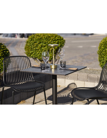 Table bistrot carrée 60 x 60 cm effet marbre gris pied noir Bistro 