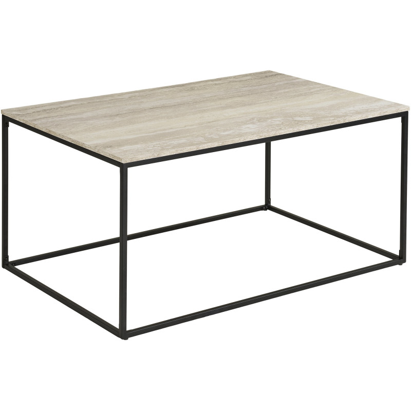 Table basse effet travertin beige 90 x 60 x 45 cm Vita 