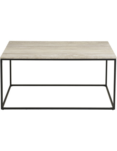 Table basse effet travertin beige 90 x 60 x 45 cm Vita 