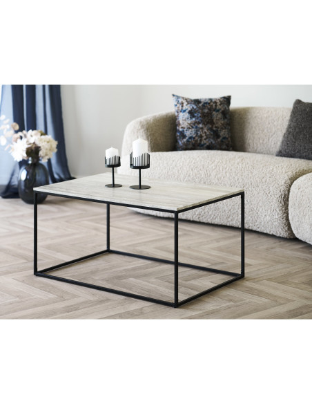 Table basse effet travertin beige 90 x 60 x 45 cm Vita 