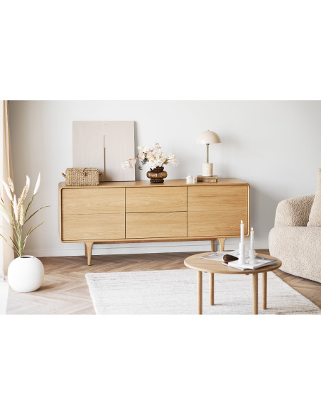 Table basse ronde en bois de chêne Ø70 x H40 cm Jena 