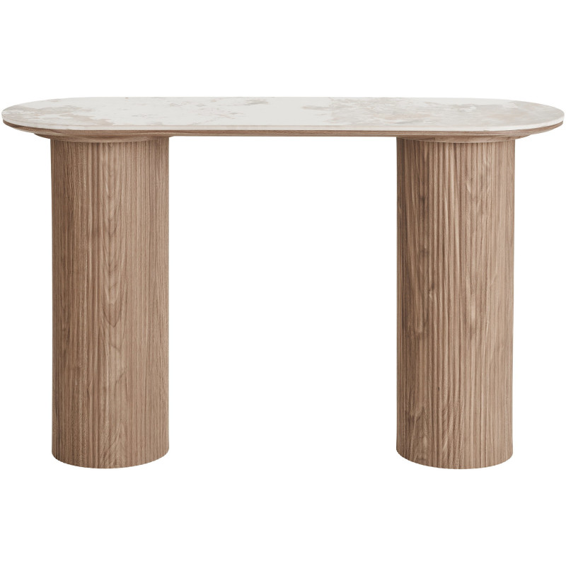 Console 120 cm céramique effet marbre blanc bois H78 cm Athens House Nordic - 3