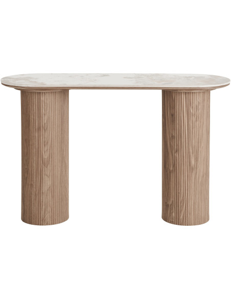 Console 120 cm céramique effet marbre blanc bois H78 cm Athens House Nordic - 3
