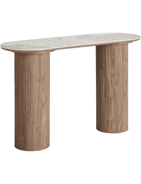 Console 120 cm céramique effet marbre blanc bois H78 cm Athens House Nordic - 1